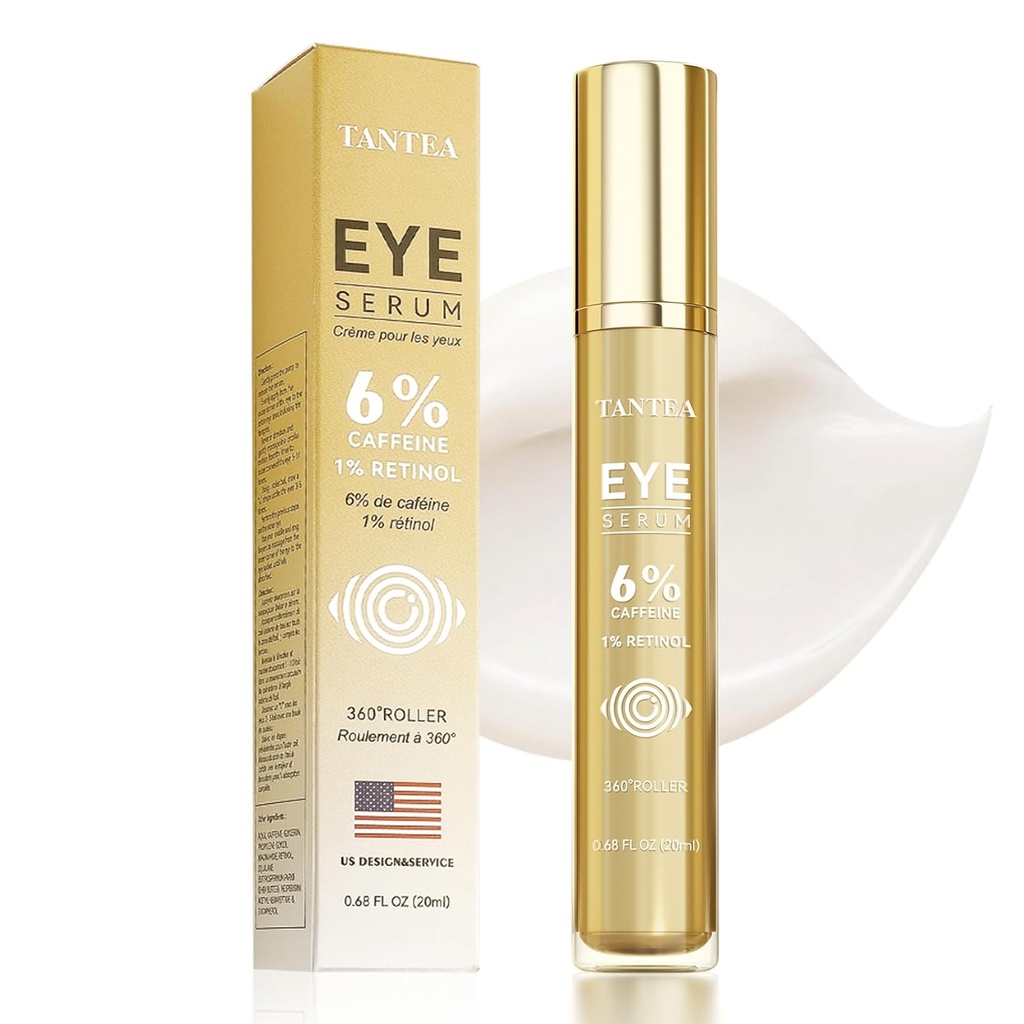 6% kofeín očný krém pre opuchnuté oči a tmavé kruhy, očné sérum s 1% retinol pre vrásky tašky pod očami anti-aging