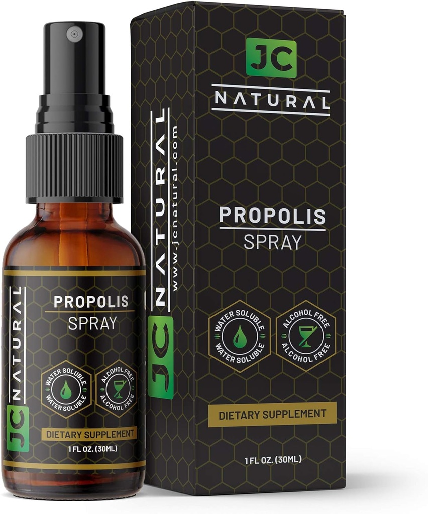 Propolis Sprej na hrdlo - rozpustná voda, bez alkoholu. Prírodná imunitná podpora. Fights Škodlivé organizmy, Výkonný Antioxidant- 1 fl oz (30ml) od JC Natural x CGM Labs