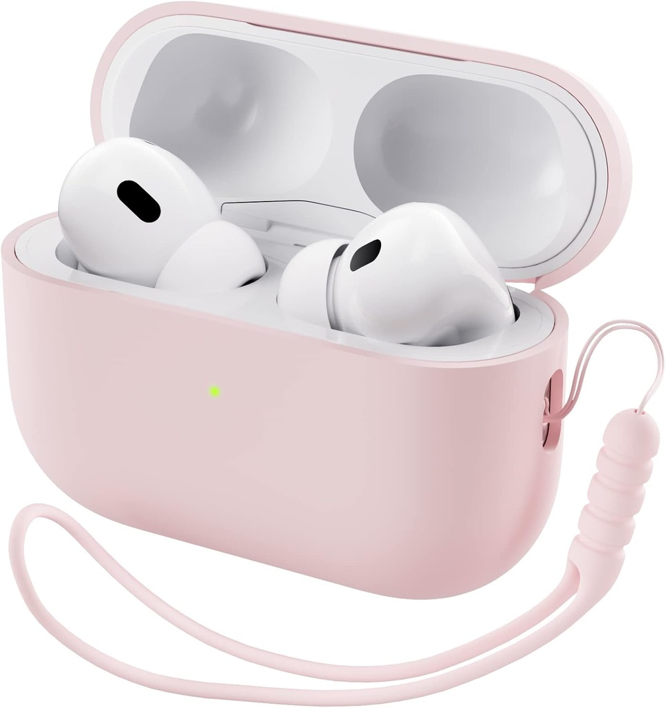 ORNARTO Kompatibilný s AirPods Pro 2 Prípad 2022, Full Protective Hybrid Silikón pre AirPods Pro 2. generácie Puzdro, Predné LED Visible Skin Cover-Pink