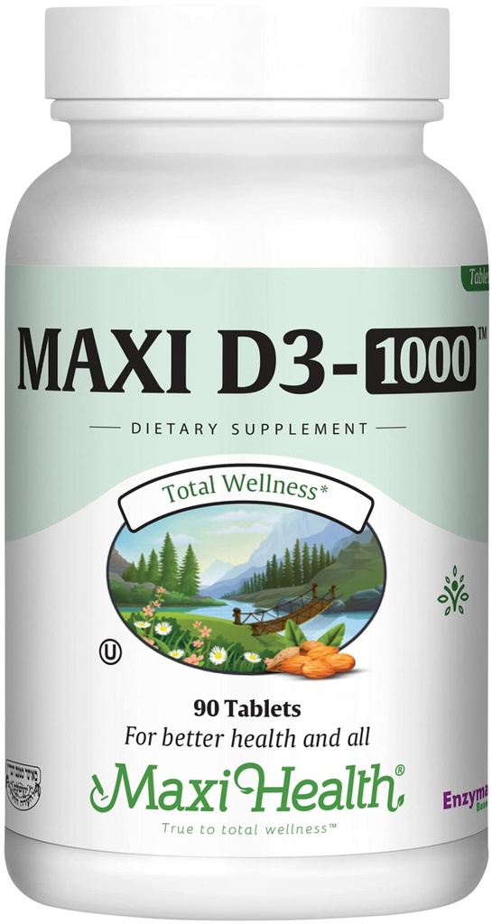 Maxi Zdravie Vitamín D3 1000 IU Dietetický doplnok - Ľahko sa prehltne - bez zápachu a bez chuti - podporuje vstrebávanie vápnika, imunitné zdravie a zdravie kostí u dospelých žien a mužov - 90 tabliet