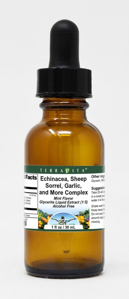 Terravita Echinacea, Sheep Sorrel, Cesnak a viac komplexný glycerit Tekutý extrakt (1:5) - mincovňa Ochutená (1 oz, ZIN: 523695)