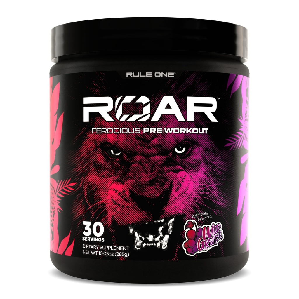 Pravidlo 1 R1 Roar - Powder pre-Workout s kreatínom, Beta-Alanínom, citrulínom, elektrolytesom a kofeínom (30 porcií, divoké hrozno)