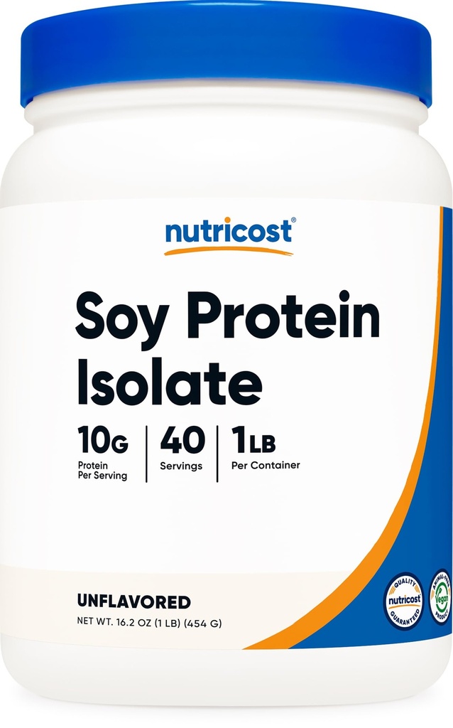 Nutricost Soy Protein Isolát prášok, 1 LB unflavred - 10 Grams of Protein per Serving, Vegan, GMO-free & Gluten Free