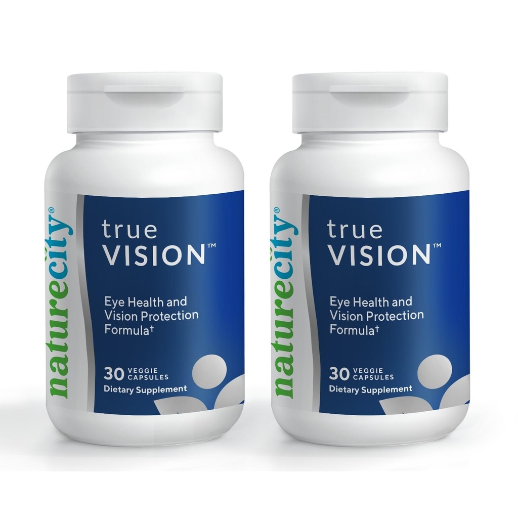 NatureCity True-Vision Eye Health Supplement - Plant-Based Lutein a Zeaxantin s vysokou potenciou Saffron 20mg - Blue Light Protection, Support Central and Night Vision (60 Veggie Capsules)