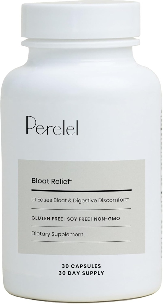 Perell Digestive Health Supplement with Organic Ginger, Lemon Balm, & Fenikel, na podporu Gut Health & Digestive Comfort, Botanical Supplement for Women & Men, Soy, Dairy & Gluten Free, 30 tabletiek