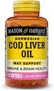 MASON NATURAL Cod Liver Oil Plus Vitamín A & D3 - Zdravé srdce a mozog funkcie, zlepšenie imunity, podporuje celkové zdravie, 100 mäkkých