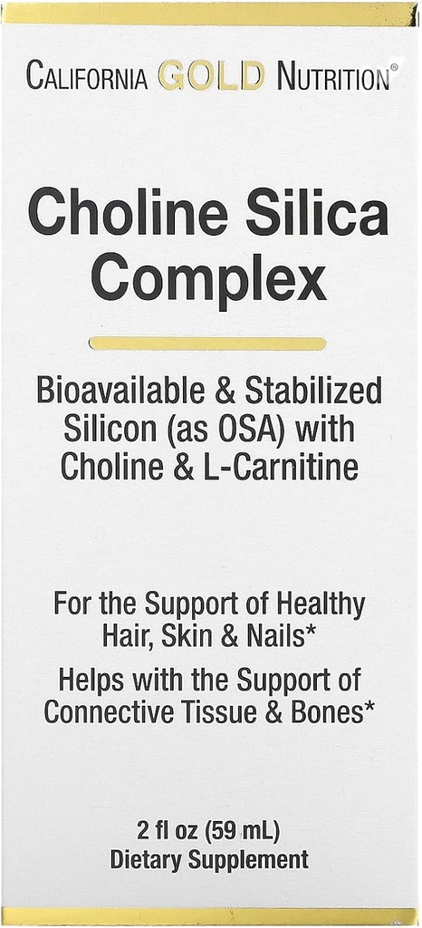 California Gold Nutrition Choline Silicam Complex, Biologicky dostupný a stabilizovaný kremík s cholin & L-karnitín, 2 fl oz (59 ml)