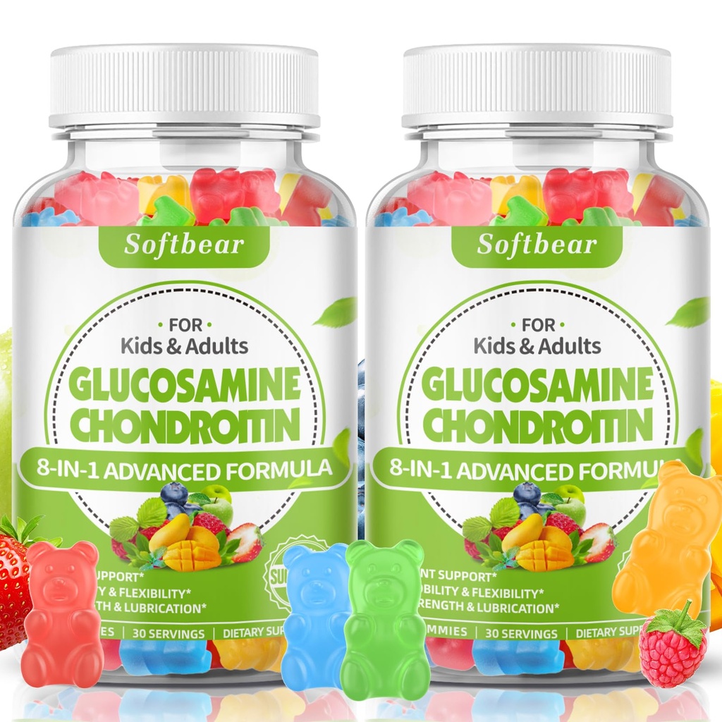 softbear Glucosamine Chondroitin Gummies s MSM Triple Sila, Organické Chewable Glucosamine Chondroitin Supplement for Joint Support Vegan Mixed Fruit Flavor 120 Gummies