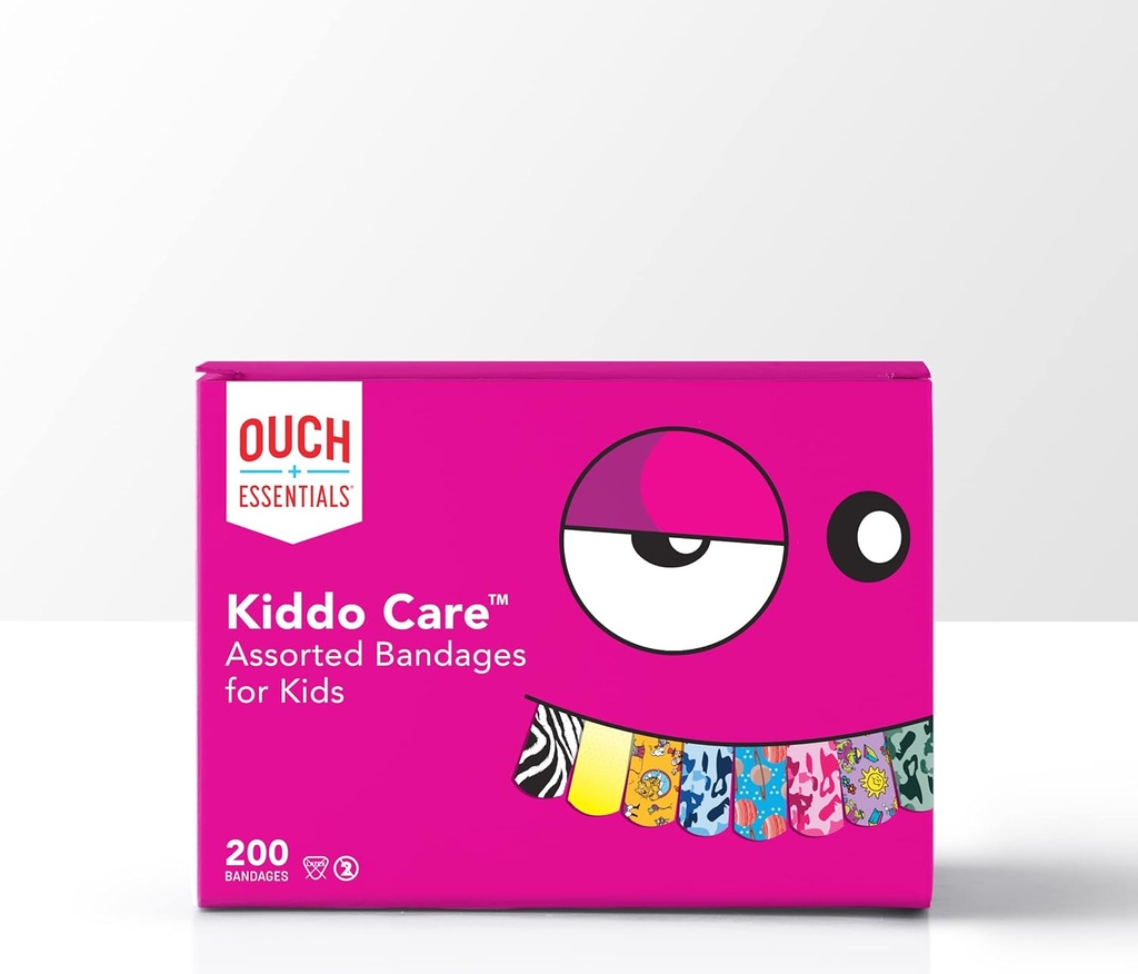 Ouch Essentials Kiddo Care - Kids Adhesiave Bandages, Assure Styles, 200 Count