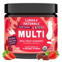 Llama Naturals Kids Multivitamínové Gummies, Vegan, Organické s vitamínom D, C & K, Batoľa skutočné ovocie Gummy vitamíny, žuvacie doplnok, celé jedlo multivitamín, žiadny pridaný cukor trstiny, jahod, 90 Ct