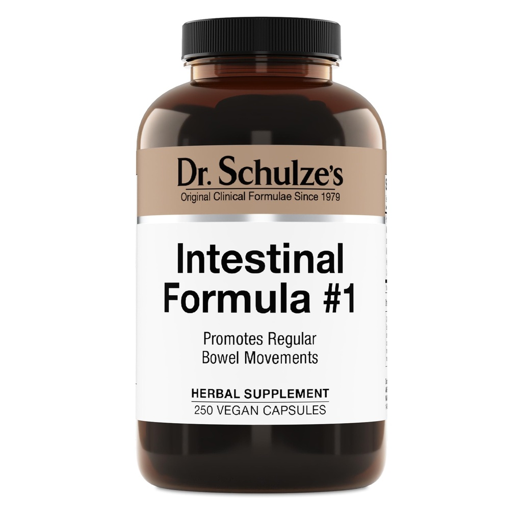 Dr. Schulze's Intestinálna formula #1 - Bowel Movement Supplement for Colon Health Support - Bloating & Cocontagy Aid - Intestinálne čistenie - All-Natural - Plant-Based - Vegan - 250 Počet