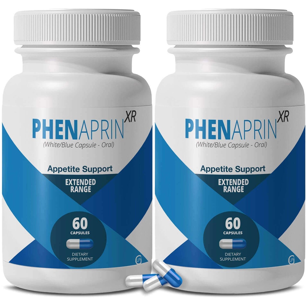PhenAprín XR Maximálna sila Apetite Diet Pills - 2-Pack, Metabolizmus Posilnenie, Chudnutie pre ženy a mužov, 120 Modrá / Biela kapsule