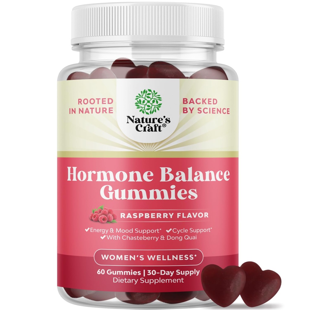 Hormonálna rovnováha pre ženy Gumies všetkých vekových kategórií - PMS doplnok podpory pre ženy na reguláciu menštruačného cyklu a hormonálnej rovnováhy Menopauza a opuchy s vitamínom B6 a Dong Quai - 60 žuvačky