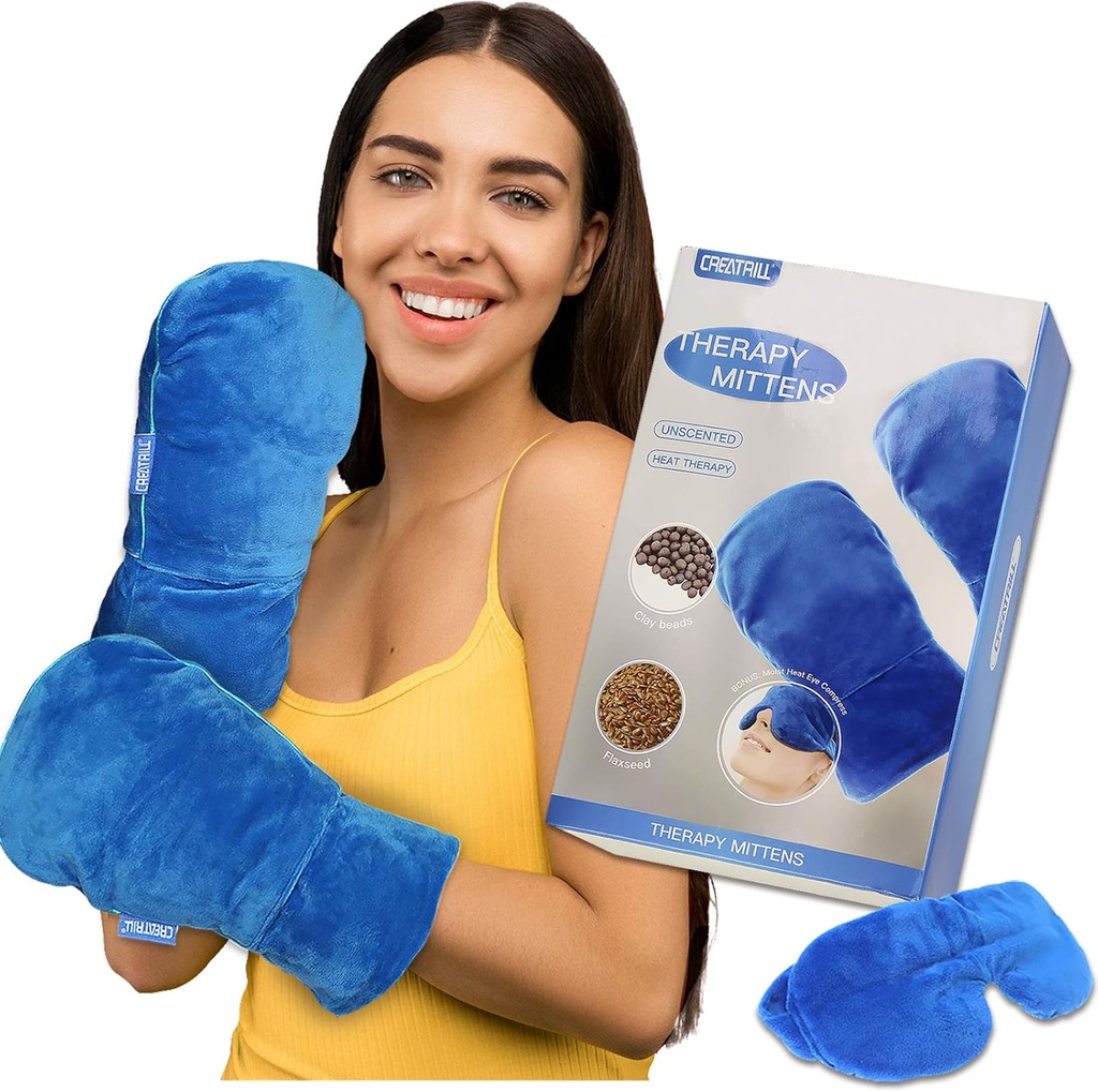 CREATRILL Mikrovlnná terapia Mittens prírodné nevoňajúce rukavice Moist Tepelná terapia pre Raynauds Artritída prsty bolesť úľava