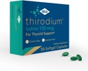 Thirodium - Doplnková podpora štítnej žľazy - 100mcg jód (jodid sodný) - 30 Soft-Gel Kapsule pre zvýšenú absorpciu - Bezlepkové, bez laktózy, bez cukru, bez GMO