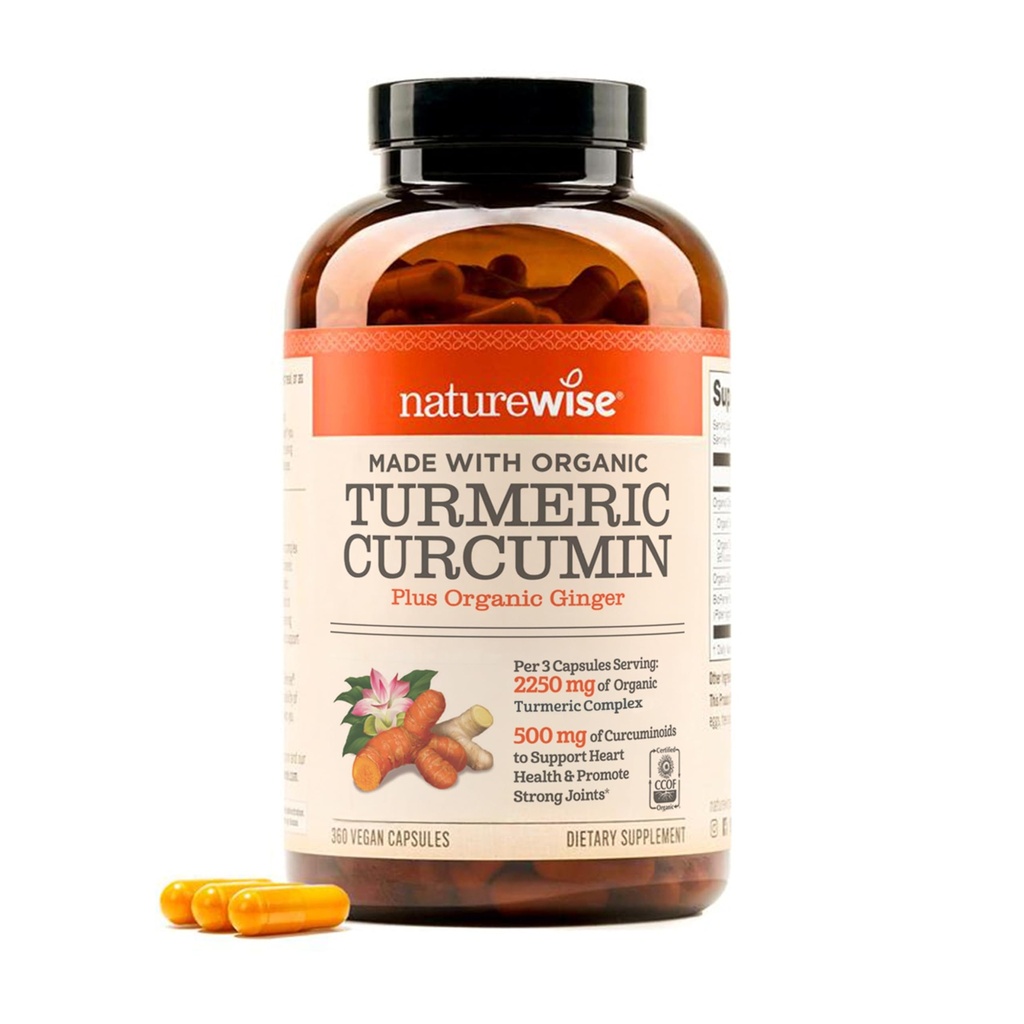 NatureWise Curcumin Turmeric 2250mg - 95% Curcuminoids & BioPeric Black Pepper Extract for Advanced Absorbtion - Daily Joint and Immune Health Support - Vegan, Non-GMO, 360 Count[120-Day Supply]