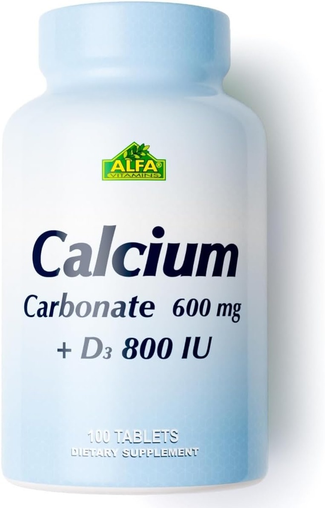 Vápnik 600mg + D3 Dietary Supplement by ALFA Vitamíny - Podporuje zdravé kosti - zdravé zuby - zdravé srdce - zdravý nervový systém -100 tabliet