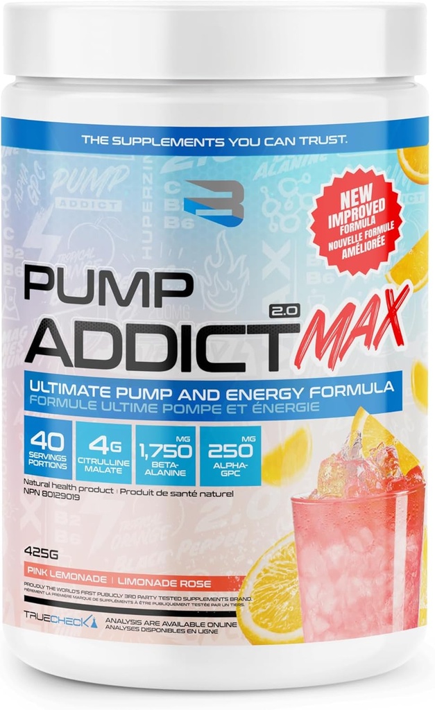 Verte Doplnky - Pump addict Max predprášok prášok - Zvýšená energia, zameranie, a vytrvalosť... (40 Slúžiť, ružová limonáda)