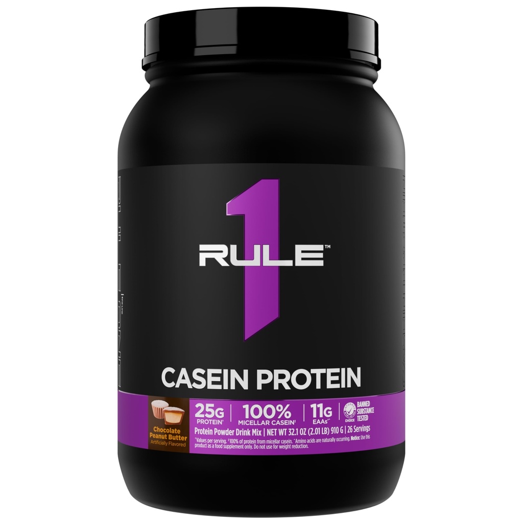 Pravidlo 1 Kazeín Proteín - 25g Bielkoviny a 11g EAA na podávanie od Slow-Release Micellar Casein pre nočné zotavenie a trvalé dodanie medzi jedlami (2 libry, Čokoládové arašidové maslo)