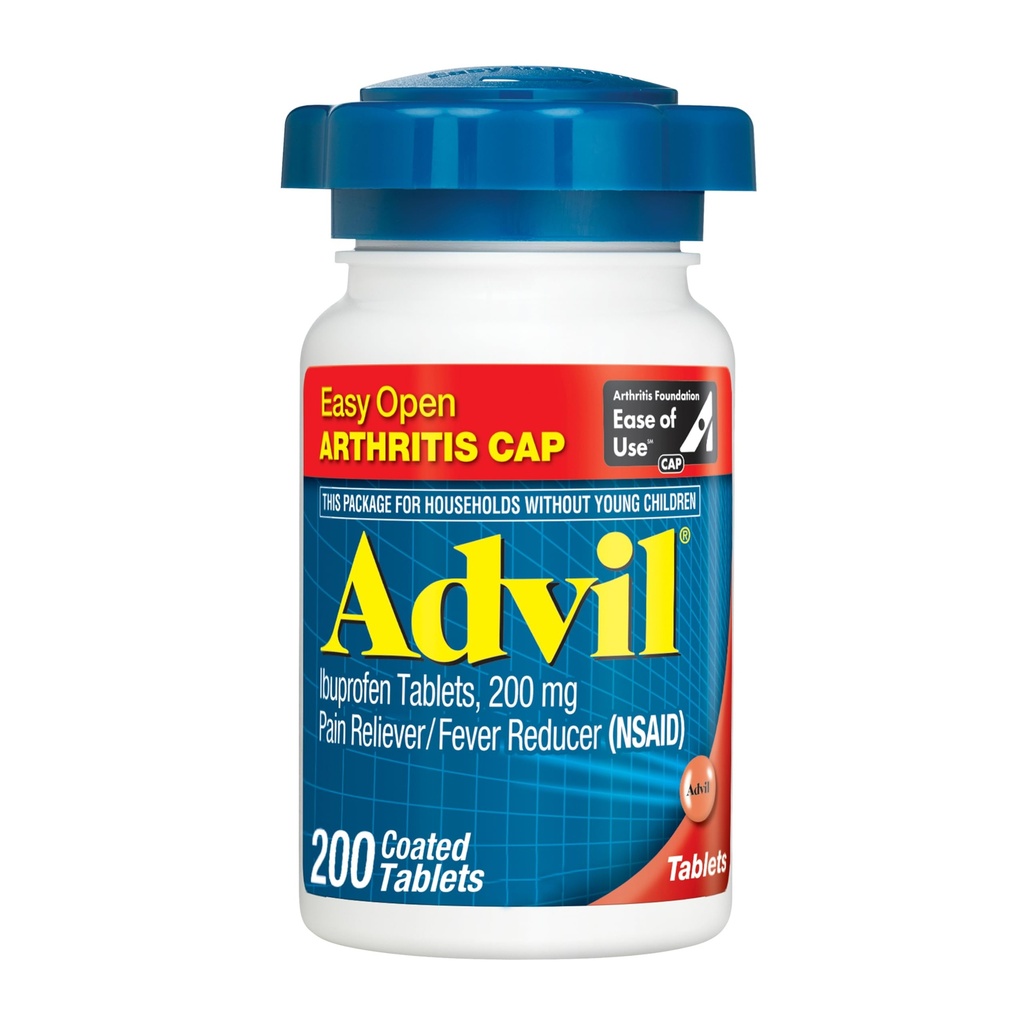 Advil Bolesť Reliever a horúčka Redukcia, úľava od bolesti Medicína s Ibuprofenom 200 mg pre bolesti kĺbov, bolesti svalov a menej závažné artritída bolesť Relief - 200 obalené tablety s ľahko otvorenou artritídou Cap