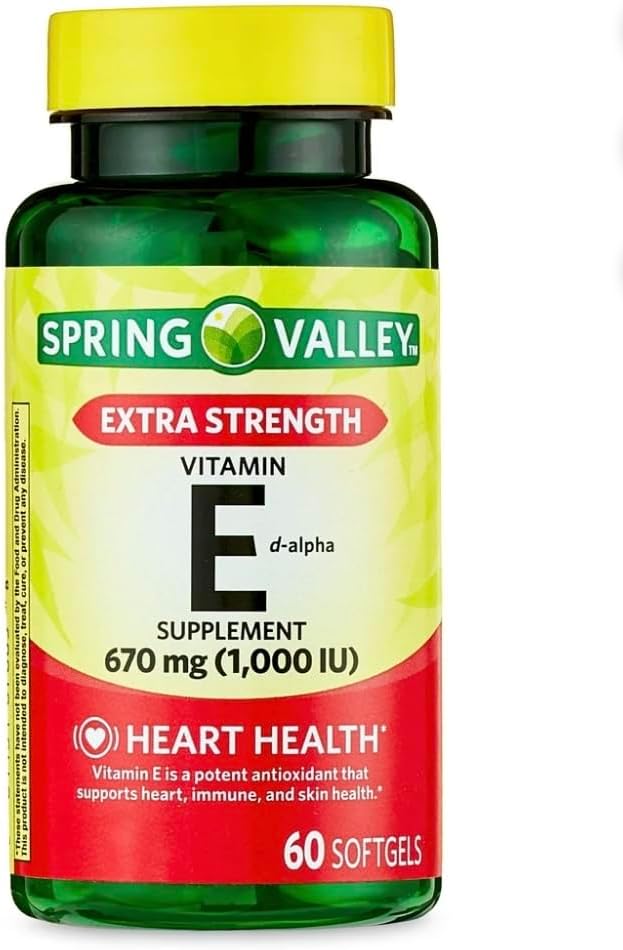 Jarné údolie Extra sila Vitamín E D-Alpha Softgels, 670 mg (1 000 IU), 60 Počet