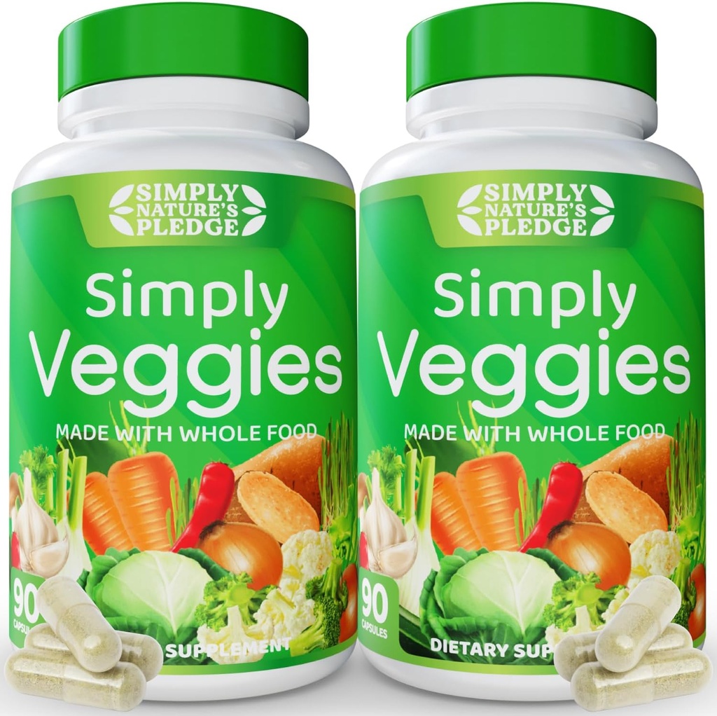 Jednoducho Príroda Pledge - 90 Veggie Kapsule- 2 mesiace Dodávka - Vyrobené s celým jedlom Superfoods, balené Beta karotén & 18 Rôzne Zelenina - 100% sója zadarmo