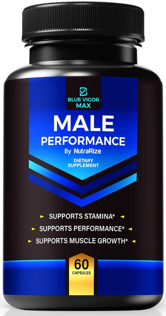 Blue Vigor Max Pills pre mužov, All-Natural Formula pre mužskú fitness a vytrvalosť, Premium Kapsule od Daily Nutrition, Performance & Energy, Oficiálny doplnok pre Man Recenzia (60 Kapsule)