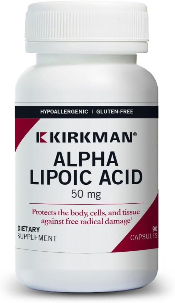 Kirkman - Alpha Kyselina lipová 50 mg - 90 kapsúl - Silný antioxidant - chráni pred škodlivými radikálmi - Hypoalergénna