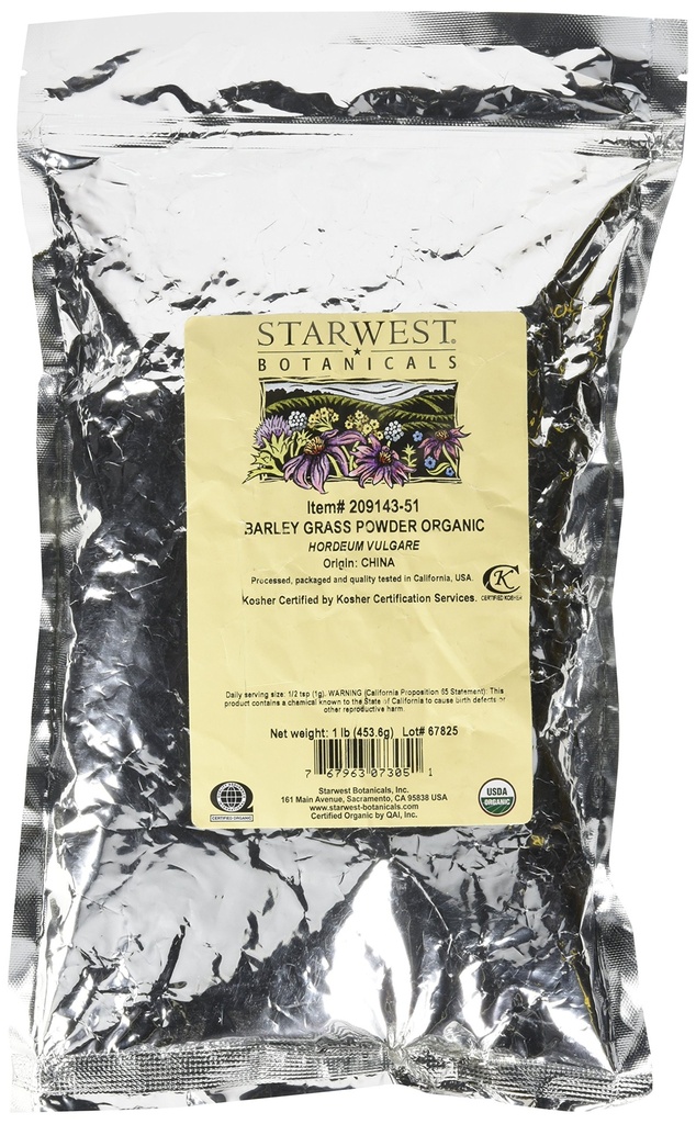 Starwest Botanicals Organic Barley Grass Powder, 1 libra