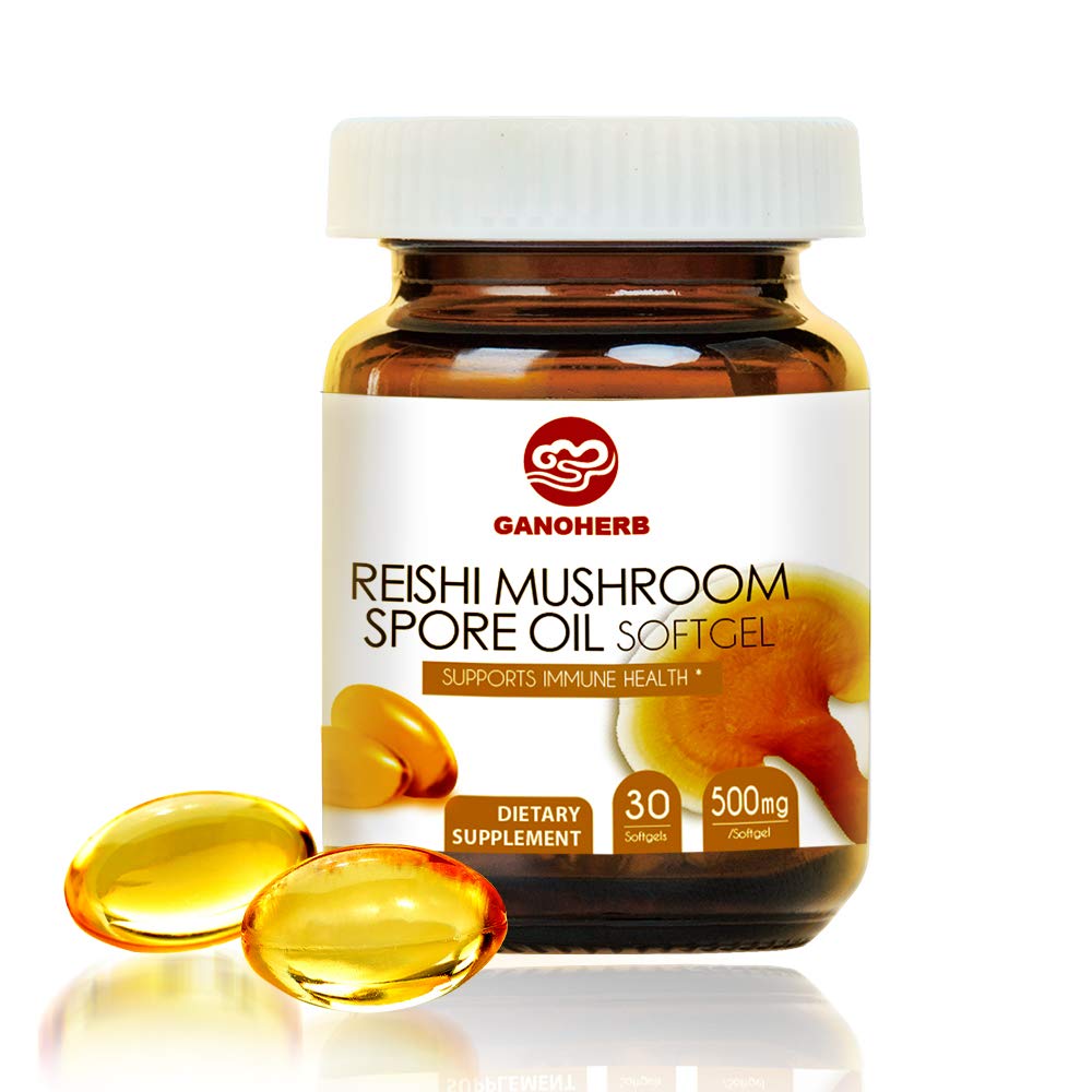 Organic Reishi Mushrom Spore Oil Supplement-USDA Ganoderma Lucidum Extract Capsule-Immune System Natural Energy for Wellness&Liver Support-Vegan, Non-GMO Gluten Free, 30 Veggie Softgels
