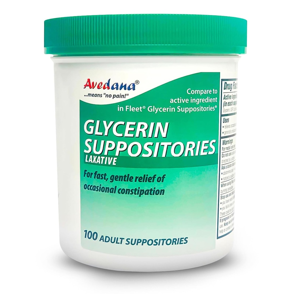 USP 2g Glycerin Laxatives Suppository 100 Adult Size Laxative Suppository for Men and Women 