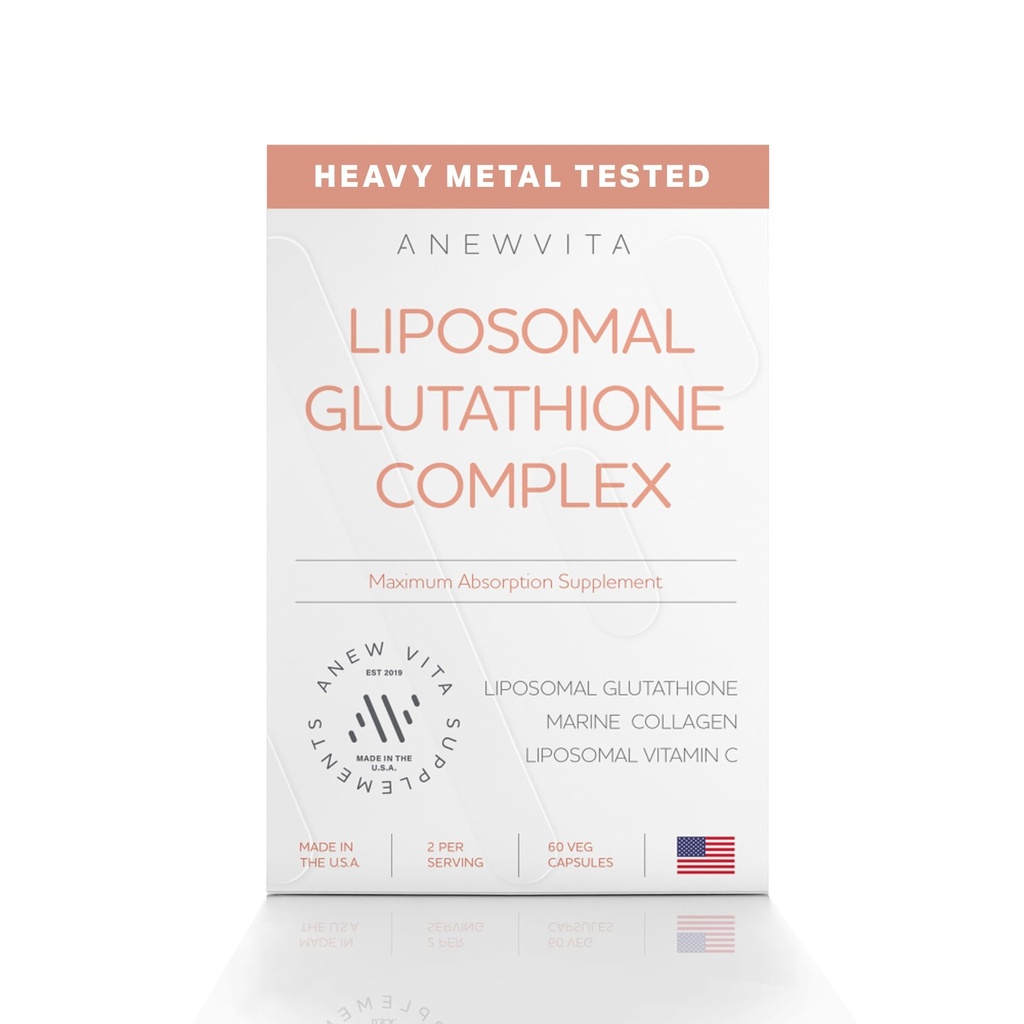 Lipozomálne Glutatión Supplement with Marine Collagen and Lipozomal Vitamín C - Premium Skin Care Supplement - Enhanced Absorbtion Formule for Radiant Skin, Detox & Antioxidant Support - 60 Kapsule