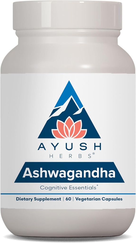 Ayush Herbs Ashwagandha Kapsule - Ashwagandha od Muži a ženy, Ashwagandha Supplements, Pure Ashwagandha Root Powder for Stres, 500mg per Pill - 60 Vegetariánske Caplets (1 Počet)
