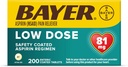 Bayer Aspirin režim Nízkodávkové enterické obalené tablety, 81 mg, 200
