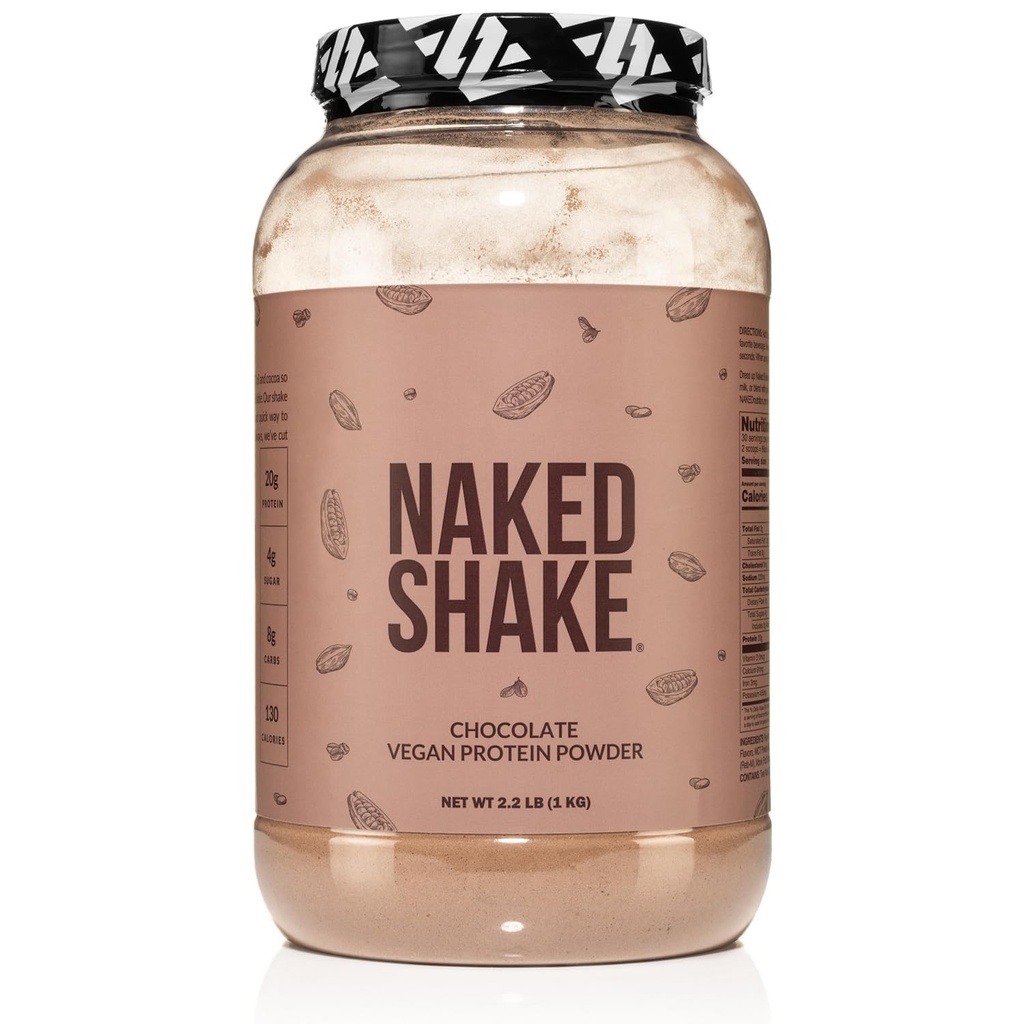 Nahý Shake - Čokoládový proteínový prášok - Plant Based Protein Shake s Mct olejom, bez lepidla, bez sóje, bez guličiek alebo umelých sladidiel - 30 porcií