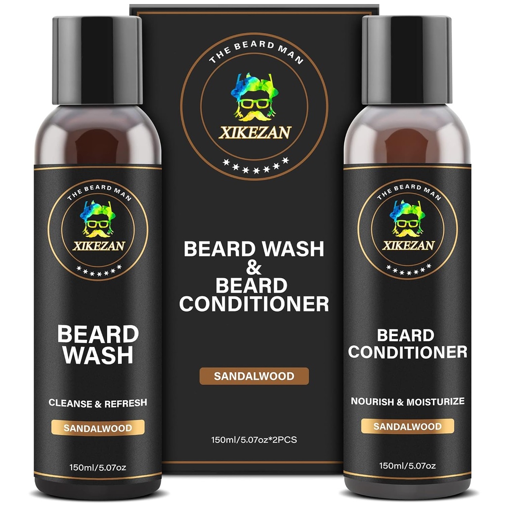 XIKEZAN Bradavice umývanie a brada kondicionér Prírodné zmäkčovač Set w/Argan & Jojobové oleje hladká a posilňuje Vianočné pančuchy Stuffers otcov deň darčeky pre mužov mu otec priateľ manžel