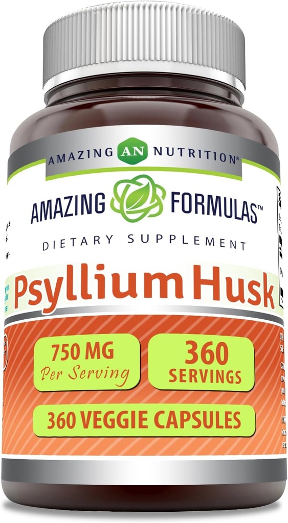 Amazing Formules Psyllium Husk 750mg Veggie Capsules Supplement 