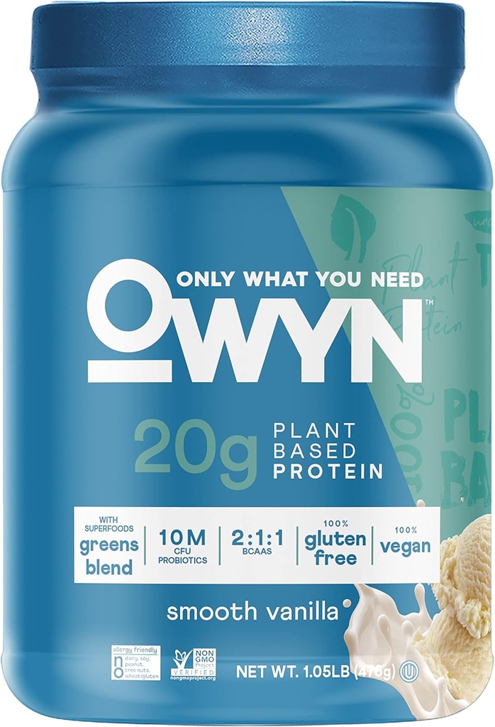 OWYN Only What You Need Plant-Based Protein Powder, Smooth Vanilla, 1.05 lbs