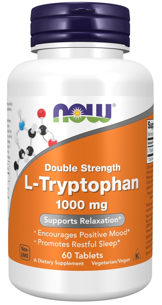 Teraz Foods Doplnky, L-Tryptofán 1000 mg, Double Strength, Pozitívne nálada*, Podporuje relaxáciu*, 60 tabliet