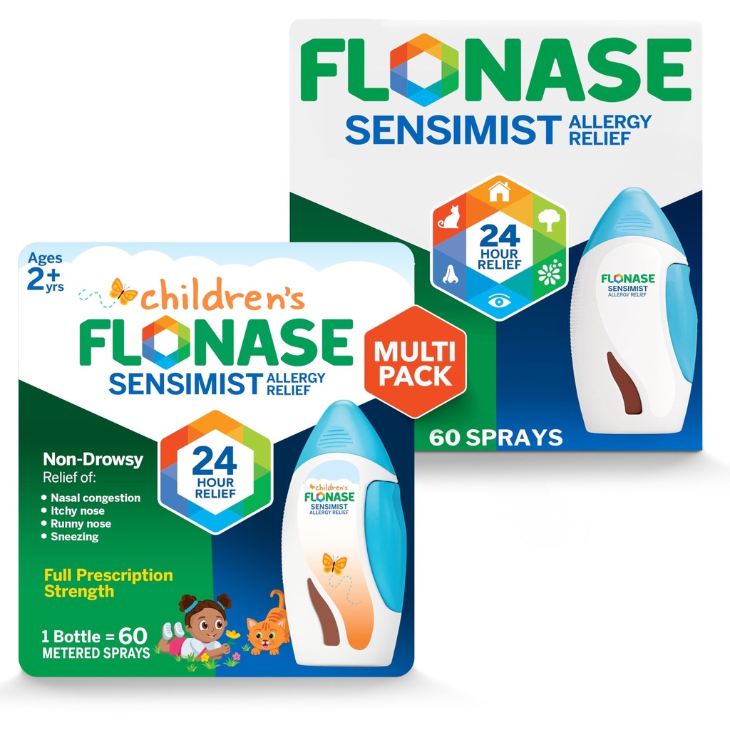 Flonase Sensimist Alergická úľava nosový sprej pre dospelých a deti - 120 sprejov celkom (2 fľaše 60 sprejov Každý)