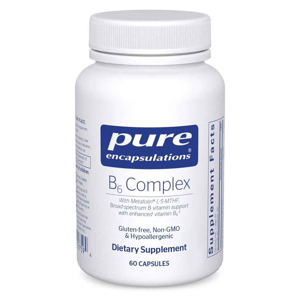 Pure Encapsulations B6 Complex - Podpora Nervový systém a zdravie mozgu* - Obsahuje vitamíny B - obsahuje obohatený vitamín B6 - non-GMO a gluten zadarmo - 60 kapsúl