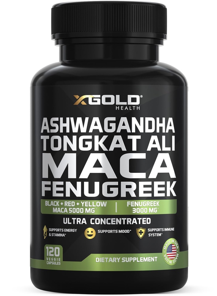 Ashwagandha 5000mg + Tongkat Ali 1000mg + Maca Root 5000mg + senovka grécka 3000mg doplnok 
