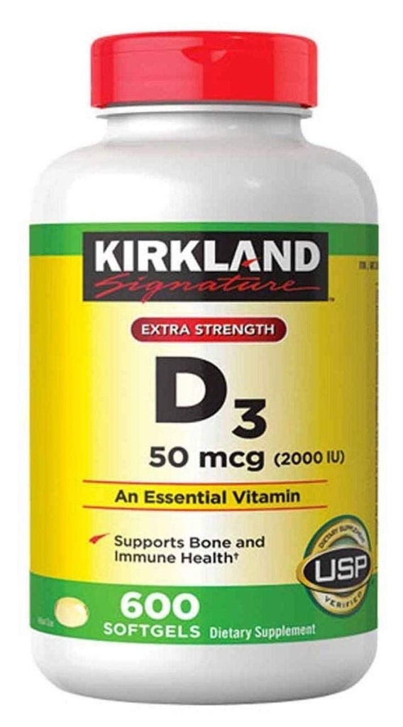 Kirkland Signature Extra sila D3 50 μg, 600 Softgels