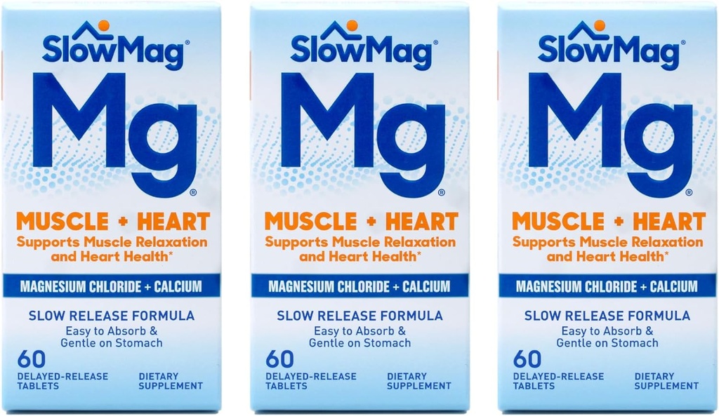 Slow-Mag Chlorid horečnatý s vápnikom, tablety, 60 tabliet (Stock of 3) Fxi&Ui