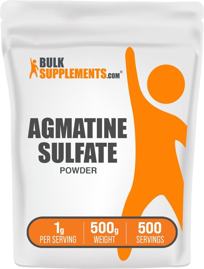 BulkSupplementments.com Agmatín Sulfát prášok - dusnatý oxid doplnok, predcvičný prášok - neochutený a bez lepidla, 1g na obsluhu, 500g (1,1 lbs) (Pack of 1)