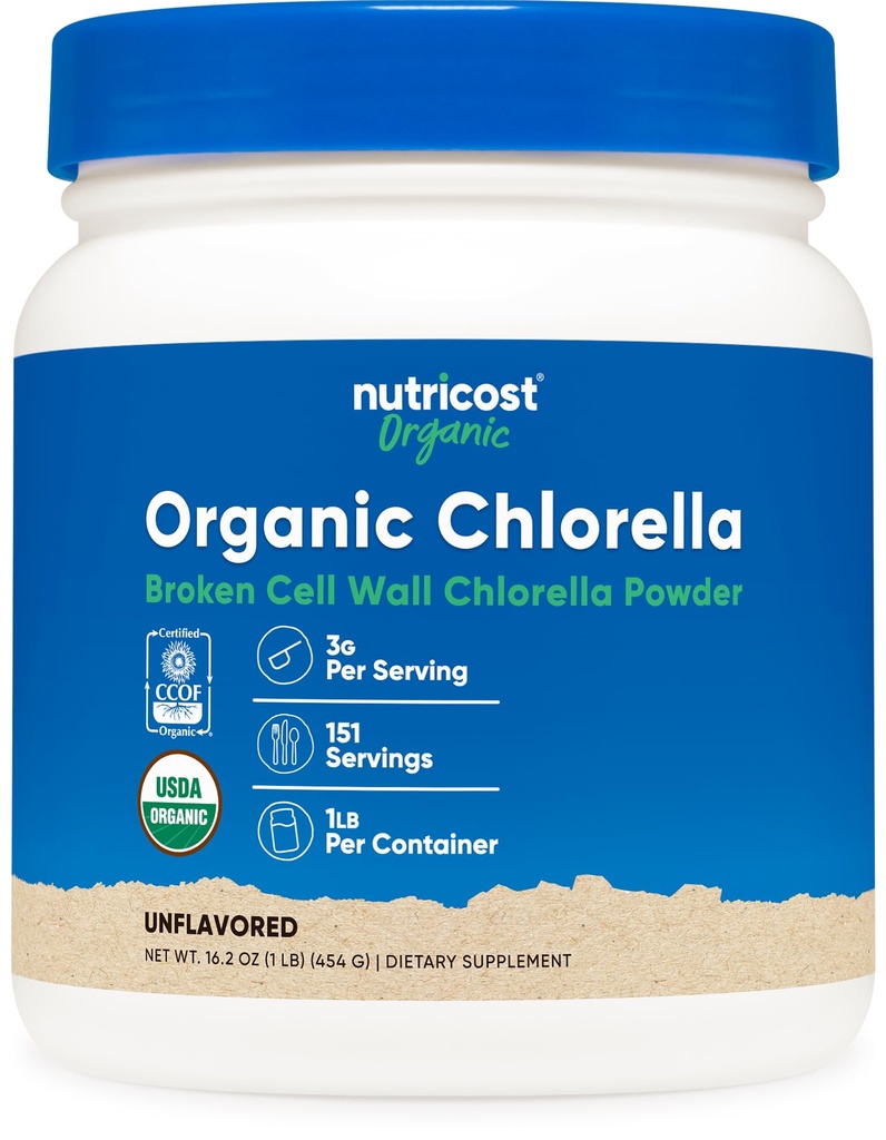 Nutricost Organic Chlorella Powder 16oz (1LB) - 3g na obsluhu