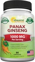 aSquared Nutrition Natural Korean Panax Ginseng (1000mg Max Strength)-90 Capsules Root Extract Complex (Red & White), High Dosage Ginsenosides in Seeds, Asian Powder Supplement,Tablet Pills for Energy