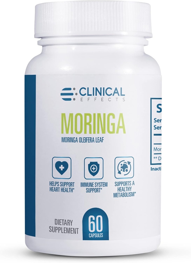 Clinical Effects Moringa Oleifera - 800mg Moringa Capsules Superfood Supplement - Heart, Joint, Energy and Immune Support Supplement - 60 Capsules