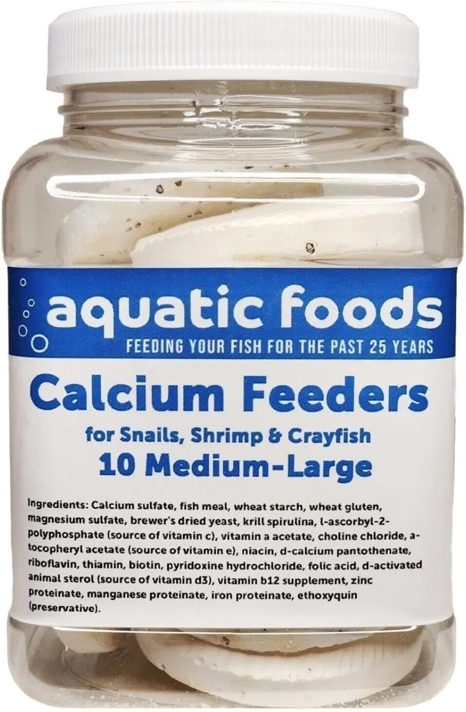 Aquatic Foods Inc. Calcium Feeder Medium-Large Shells. Extra hrubé mušle pre krevety, slimáky, kraby, raky, pustovníky a všetky tropické ryby...10 gróf Jar