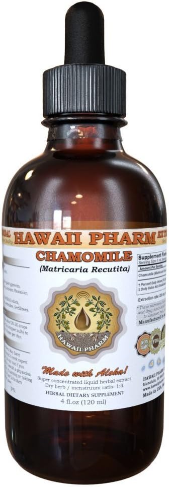 HawaiiPharm harmančekový tekutý extrakt, organický harmanček (Matricia Recutita) Tinture Supplement 4 oz